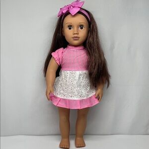 OG Pink and White Doll with Brown Hair
